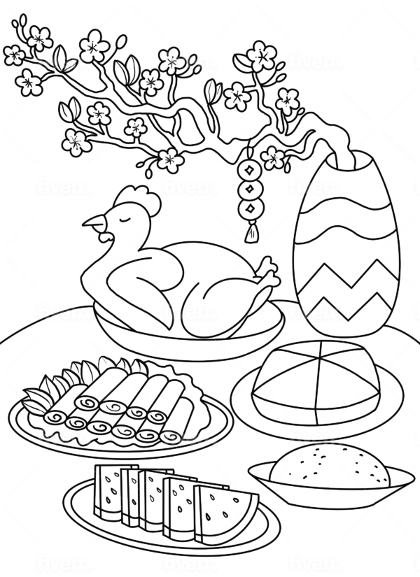 Tet Nguyên Dán Coloring Book: Children Can Celebrate and Learn about Tet with This Fun Coloring Book - Image 4